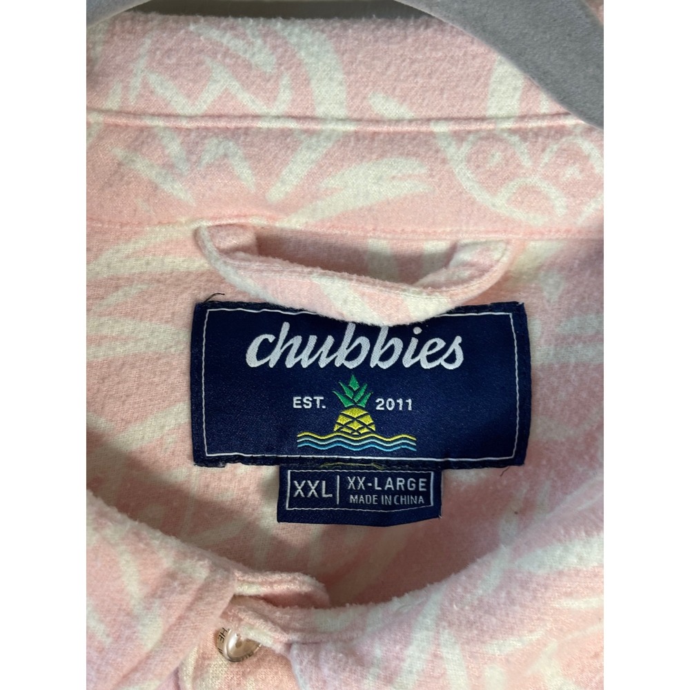 Chubbies Men's The Thigh Napple Pink Pineapple Fleece Flannel‎ Over Shirt SZ XXL - Picture 3 of 6